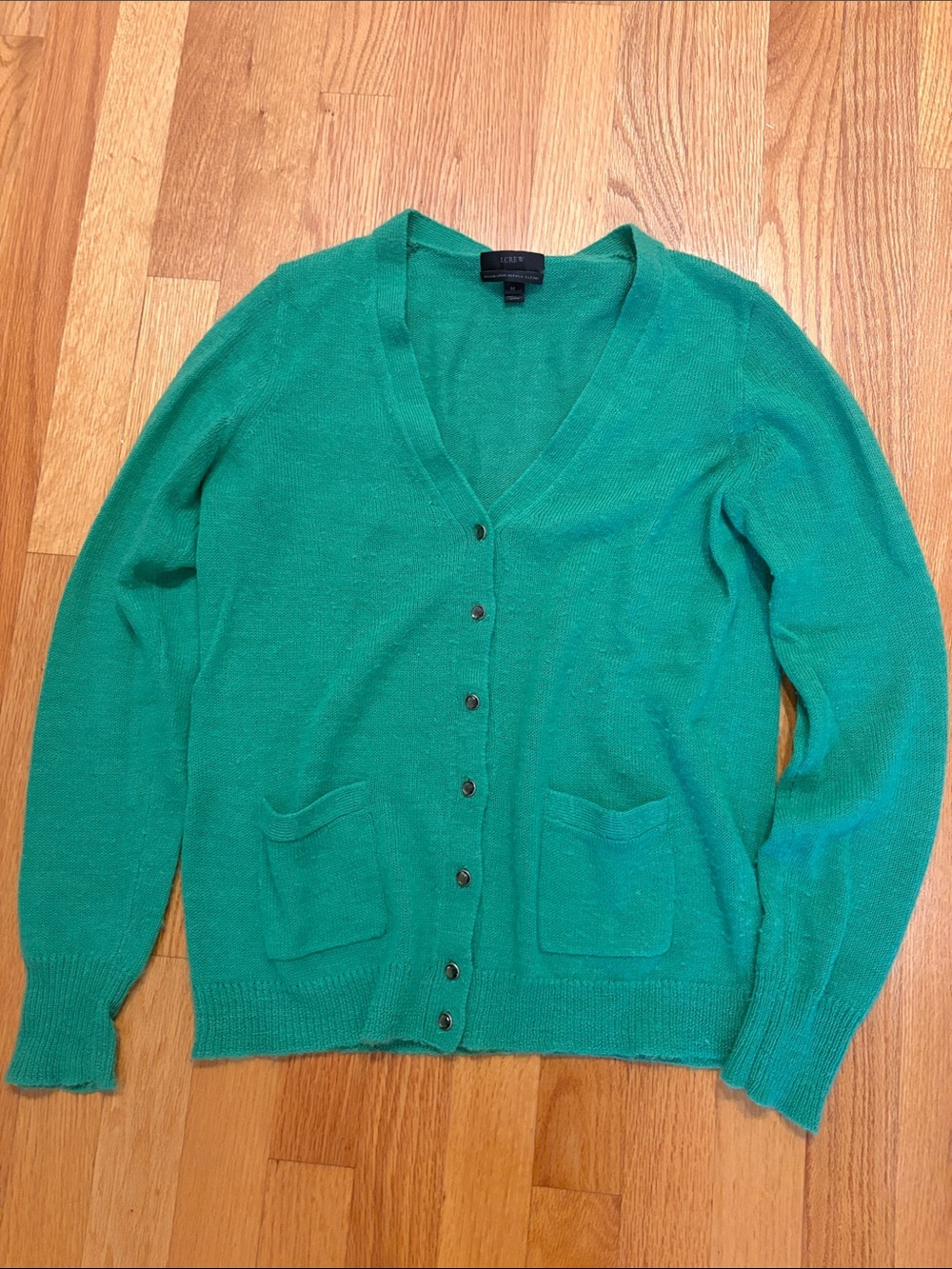J. Crew Emerald Green V-Neck Button Cardigan